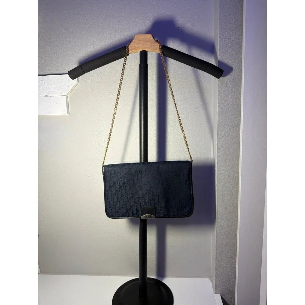 COA-included - Vintage Christian Dior Navy Trotter monogram canvas envelope bag - Picture 3 of 15
